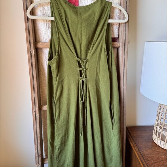 Sleeveless Button-Front Linen-Blend Maxi Shift Dress - Picture 6 of 10
